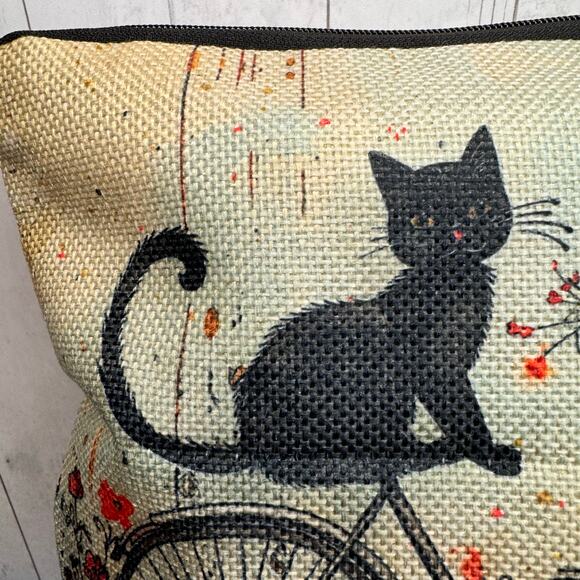 Black Cat Makeup Canvas Bag Artist Pouch Neutral Purse Accessories NEW FAST SHIP - Picture 3 of 6